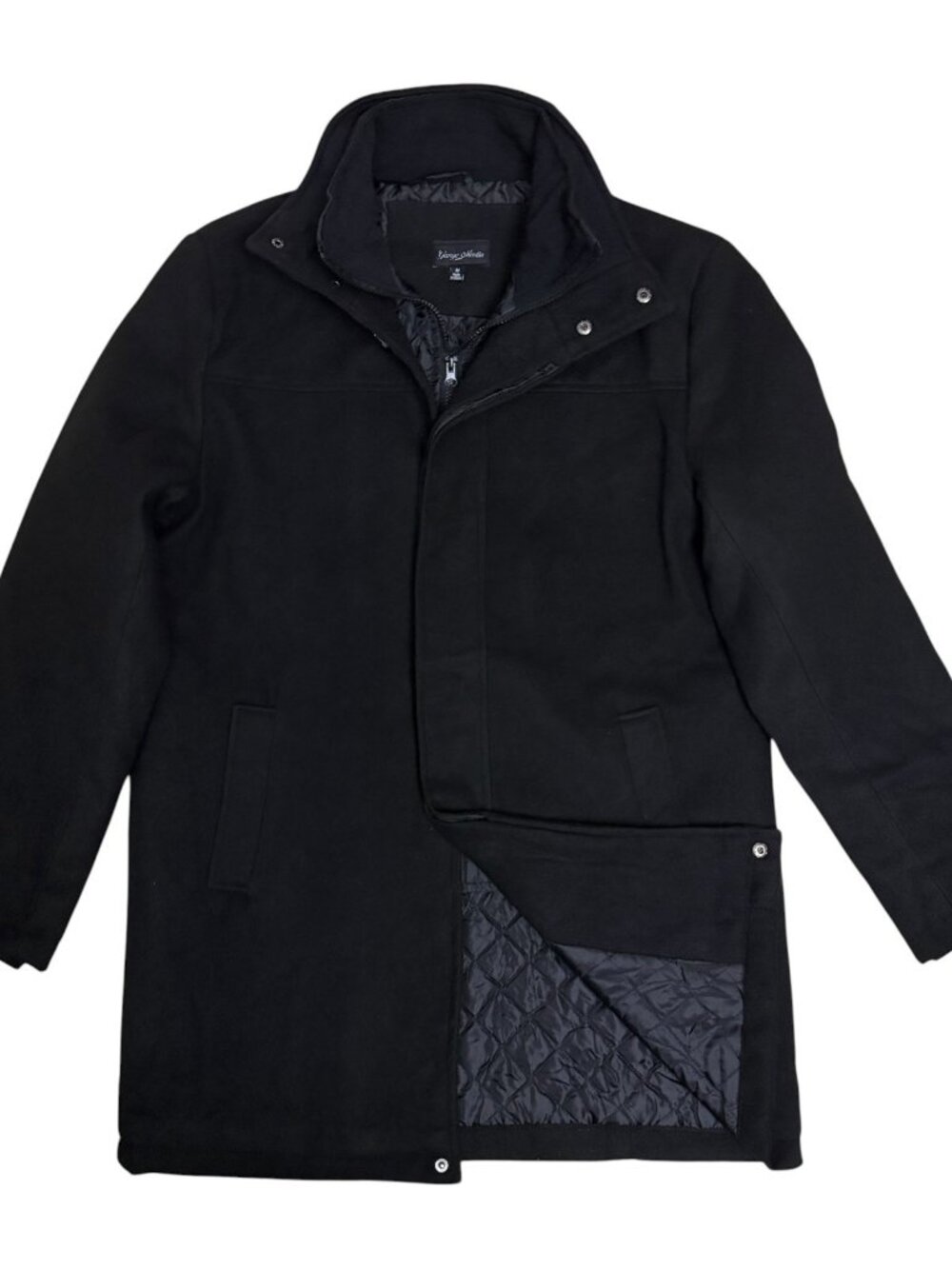 GEORGE MARTIN Wool Blend Pea Coat Black Long Trench Business Jacket Mens Medium